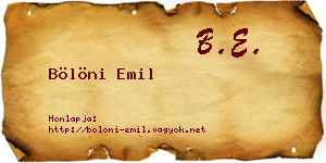 Bölöni Emil névjegykártya